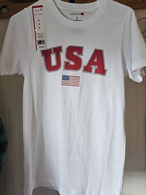 Celebrate It White Short-Sleeve Tee with Red USA Graphic